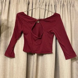 Open Twist Back Quarter Sleeve Top